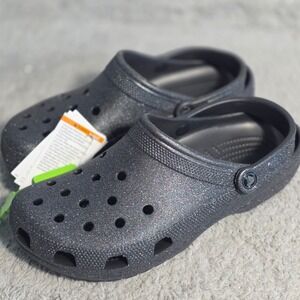Crocs Classic Glitter Clog Shoes Black Glitter Size Mens 11 Womens 13 NWT